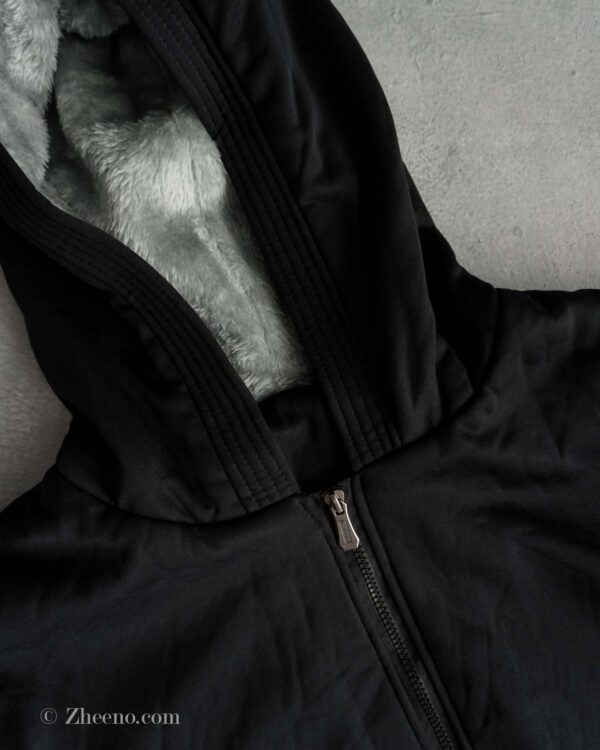 بامبر جکت مشکی کلاه دار داخل خز