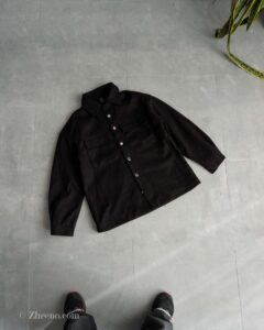 جکت مشکی ساده دکمه دار Shein