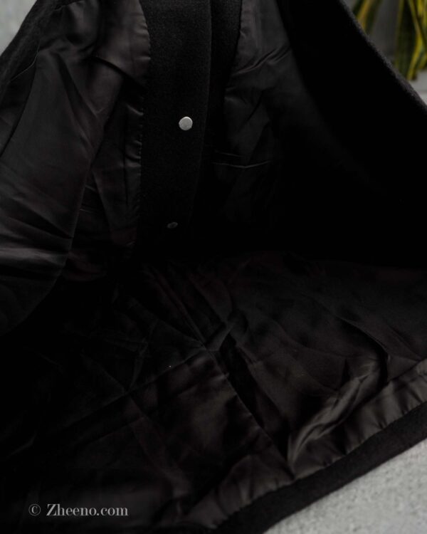 جکت مشکی ساده دکمه دار Shein