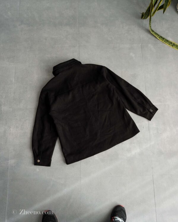 جکت مشکی ساده دکمه دار Shein