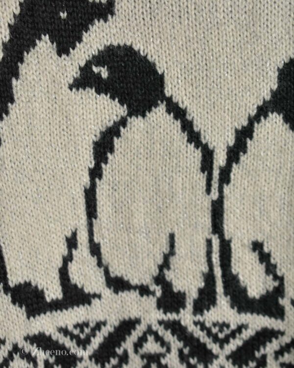 بافت وینتیج مشکی سفید طرح پنگوئن Mossimo