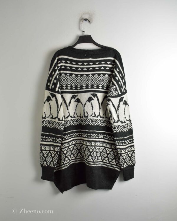 بافت وینتیج مشکی سفید طرح پنگوئن Mossimo