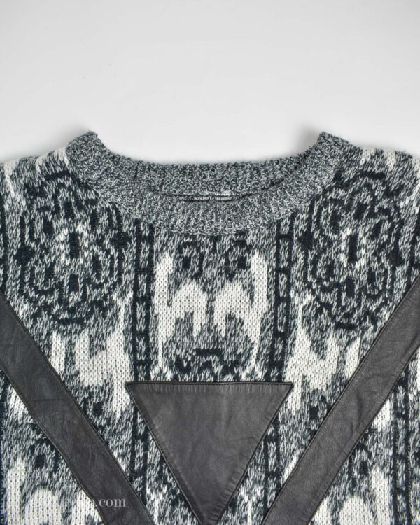 بافت وینتیج چرم دار سفید مشکی