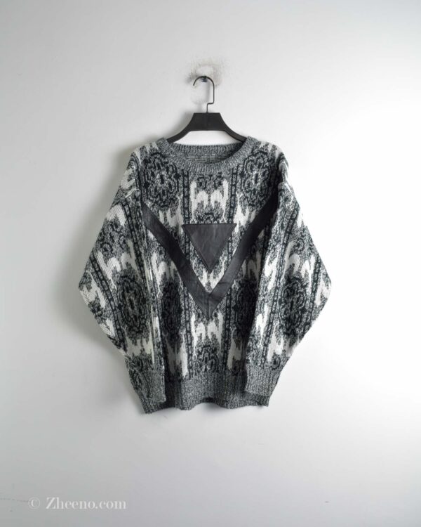 بافت وینتیج چرم دار سفید مشکی