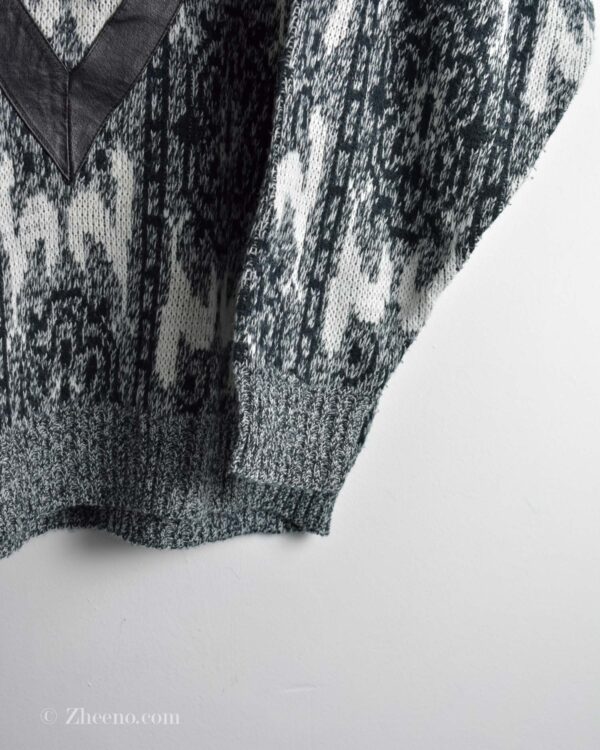 بافت وینتیج چرم دار سفید مشکی