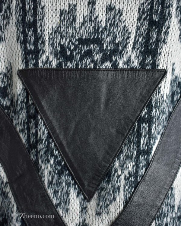 بافت وینتیج چرم دار سفید مشکی