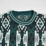 بافت وینتیج سبز سفید طرح دار