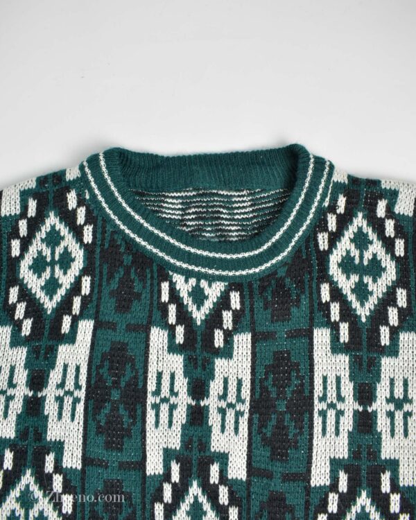 بافت وینتیج سبز سفید طرح دار