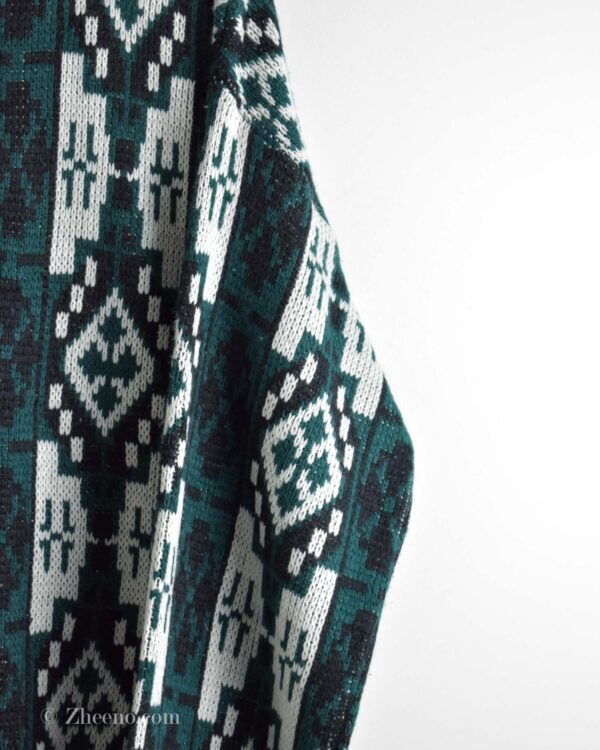 بافت وینتیج سبز سفید طرح دار