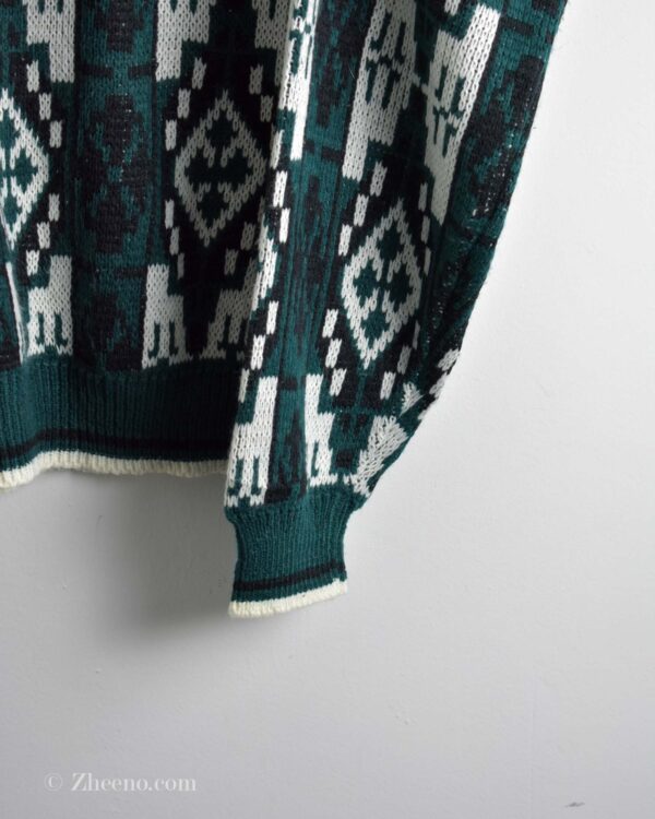 بافت وینتیج سبز سفید طرح دار