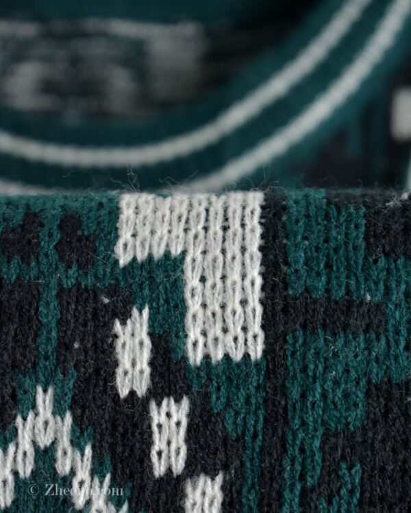 بافت وینتیج سبز سفید طرح دار