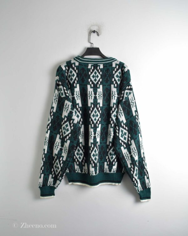 بافت وینتیج سبز سفید طرح دار