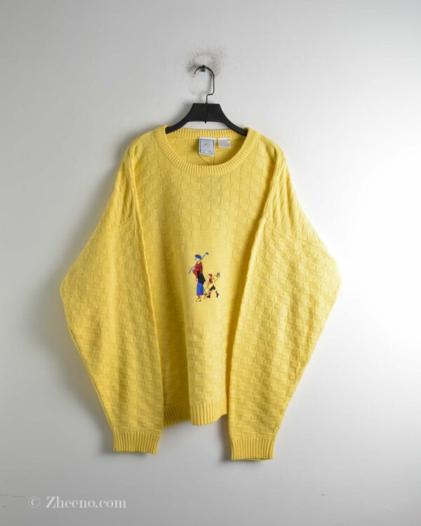 بافت وینتیج زرد طرح گلف Vomo Sunday's