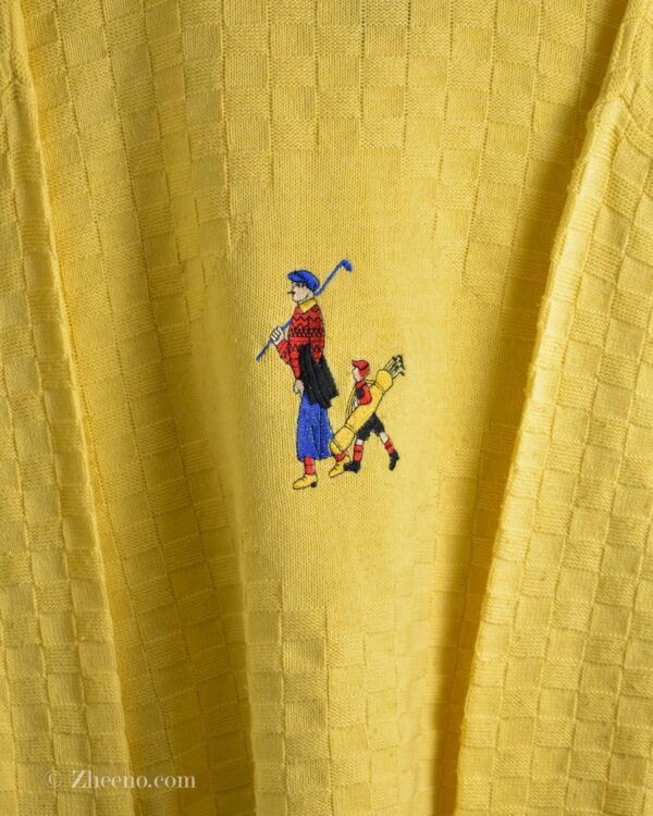 بافت وینتیج زرد طرح گلف Vomo Sunday's