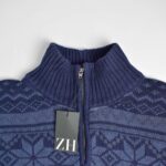 بافت وینتیج سرمه ای یقه دار Weatherproof