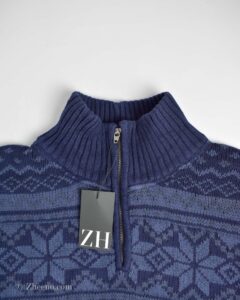 بافت وینتیج سرمه ای یقه دار Weatherproof