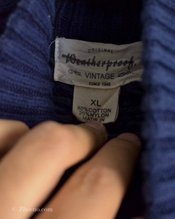 بافت وینتیج سرمه ای یقه دار Weatherproof