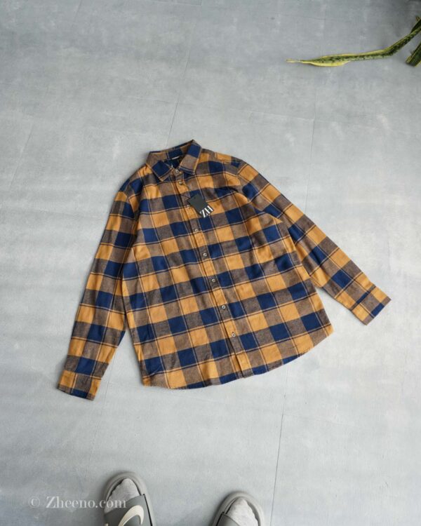 پیراهن پشمی خردلی سرمه ای Livergy