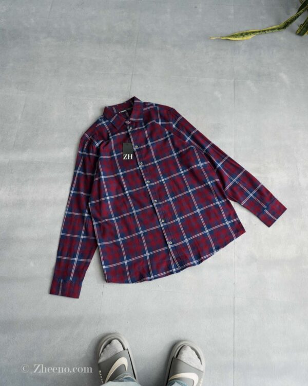 پیراهن پشمی قرمز سرمه ای Livergy