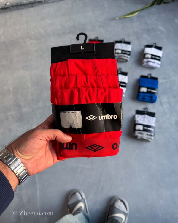 شورت نخی قرمز umbro پک ۳ عددی
