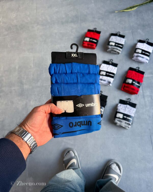 شورت نخی آبی umbro پک ۳ عددی