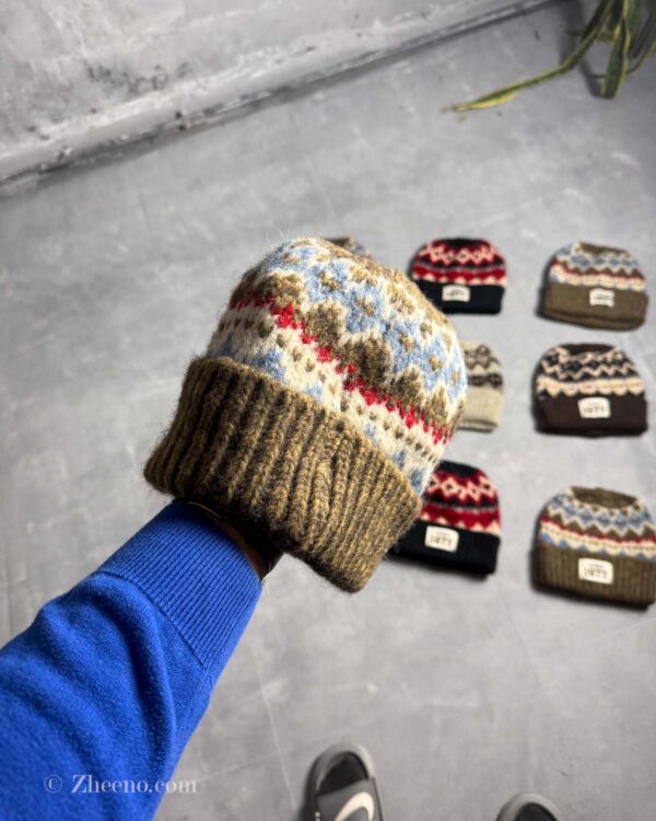 کلاه بافت ضخیم وینتیج 1977 قهوه ای روشن