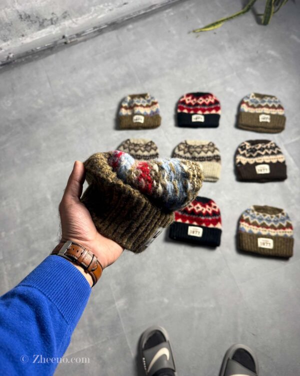 کلاه بافت ضخیم وینتیج 1977 قهوه ای روشن