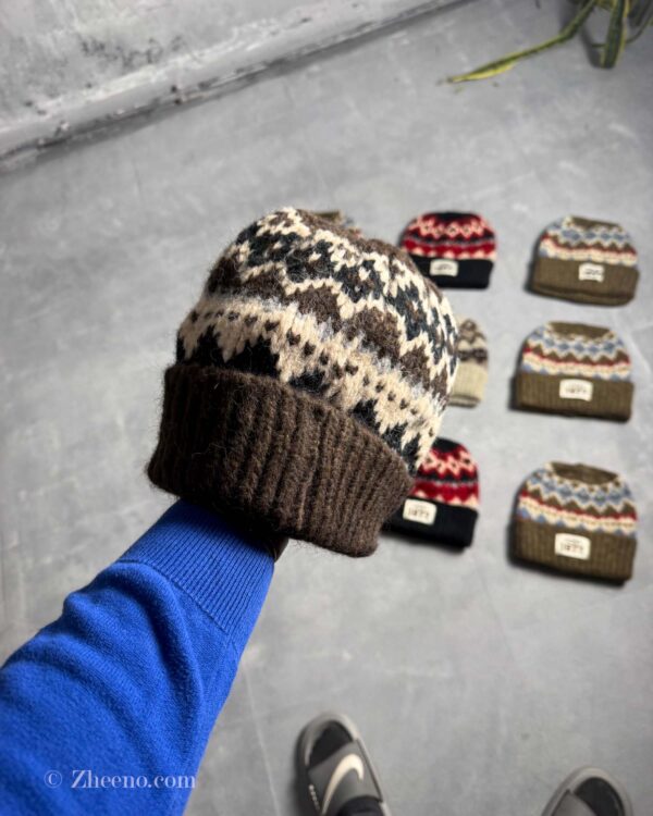 کلاه بافت ضخیم وینتیج 1977 قهوه ای تیره