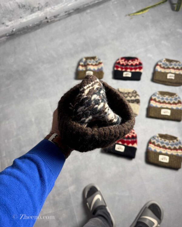 کلاه بافت ضخیم وینتیج 1977 قهوه ای تیره