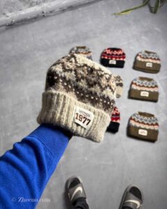 کلاه بافت ضخیم وینتیج 1977 کرم