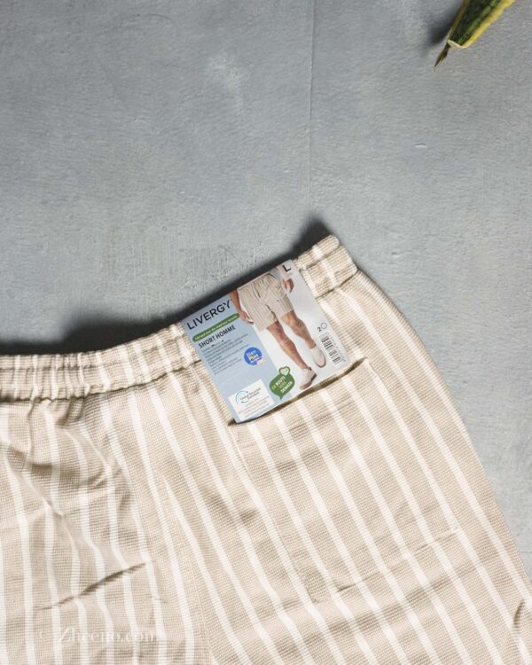 شلوارک راه راه دورنگ کرم شیری Livergy