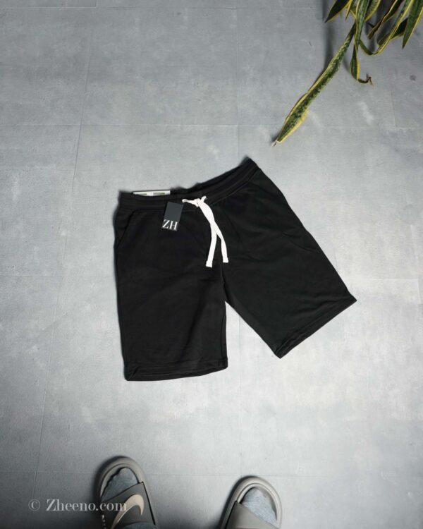 شلوارک مشکی ساده بند سفید