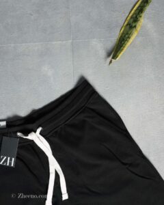 شلوارک مشکی ساده بند سفید