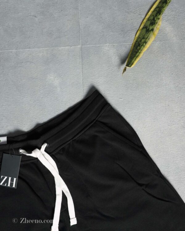 شلوارک مشکی ساده بند سفید