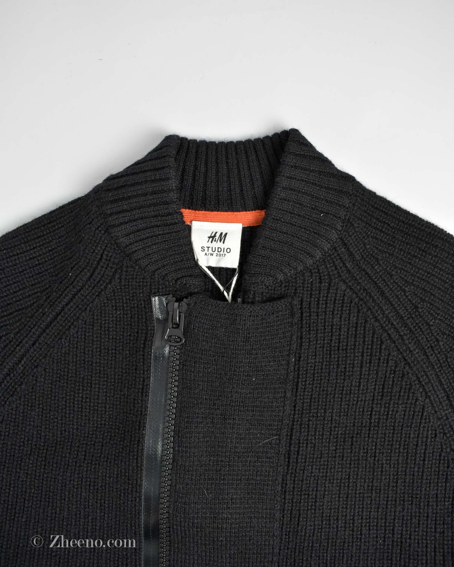 17657038871462070 جکت بافت مشکی دو زیپ H&M