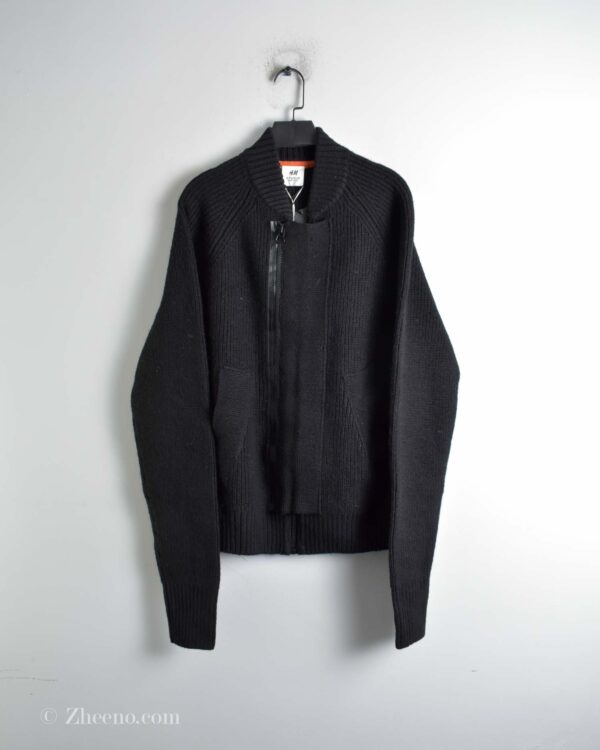 جکت بافت مشکی دو زیپ H&M