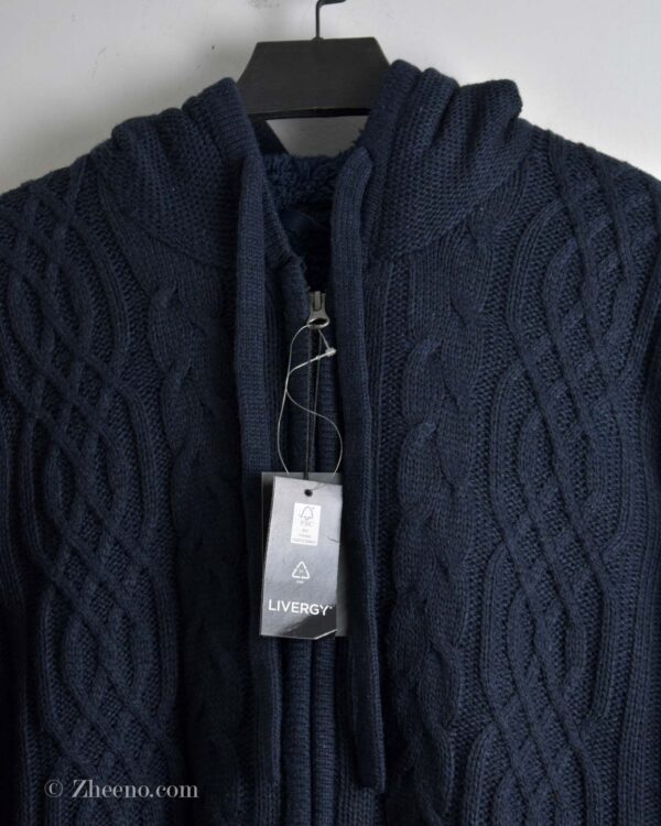 جکت بافت کلاه دار سرمه ای داخل خز Livergy