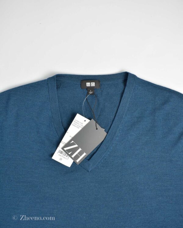 بافت ساده یقه هفت نیلی متالیک Uni Qlo