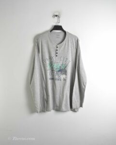 تیشرت آستین بلند طوسی طرح دار