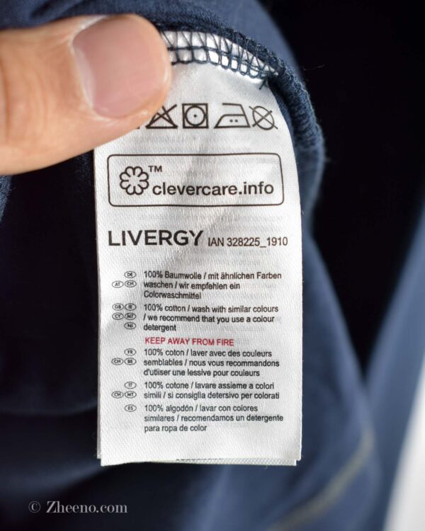 تیشرت آستین بلند یقه هفت سرمه ای تیره Livergy