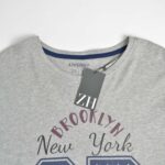 تیشرت آستین بلند یقه گرد طوسی طرح دار Livergy