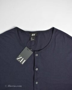 تیشرت آستین بلند سه دکمه سرمه ای تیره H&M