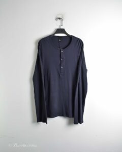 تیشرت آستین بلند سه دکمه سرمه ای تیره H&M