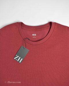 تیشرت آستین بلند یقه گرد زرشکی Uni Qlo