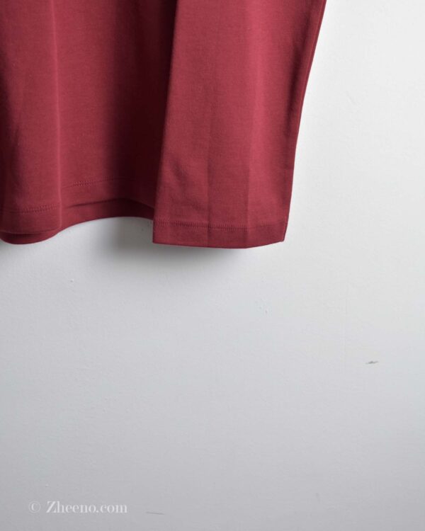 تیشرت آستین بلند یقه گرد زرشکی Uni Qlo