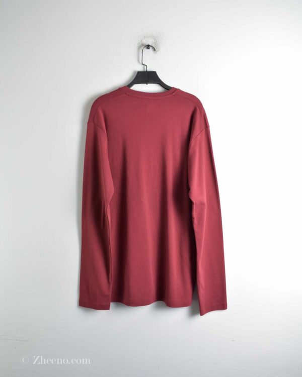 تیشرت آستین بلند یقه گرد زرشکی Uni Qlo