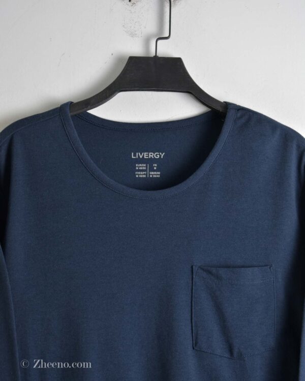 تیشرت نخی آستین بلند یقه گرد سرمه ای تیره Livergy