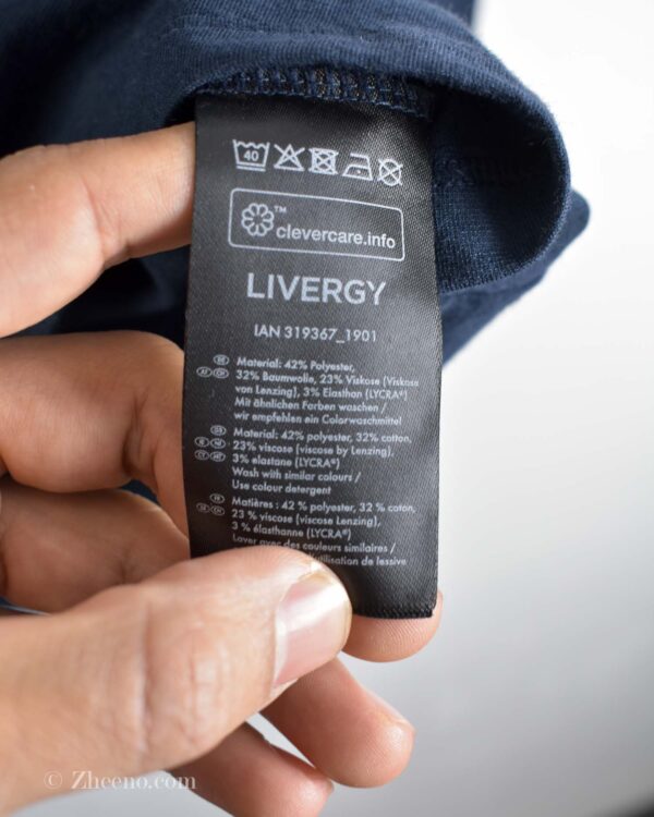 تیشرت نخی آستین بلند یقه گرد سرمه ای تیره Livergy