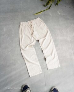 شلوار لینن کمر کشی بند دار شیری Livergy