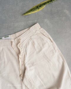 شلوار لینن کمر کشی بند دار شیری Livergy